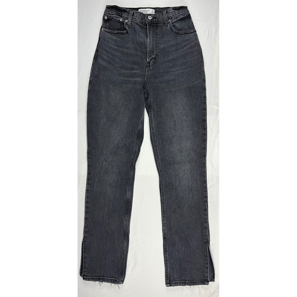 Abercrombie & Fitch Curve Love 90s Straight Ultra High Rise Jeans Black 25 0R